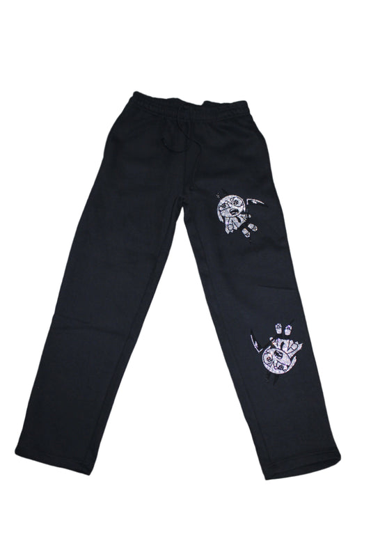 VILLAIN RHINESTONE SWEATPANTS [BLACK]